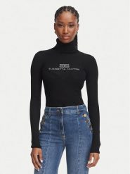 Elisabetta Franchi Golf MK-18B-66E2-V320 Czarny Slim Fit. Czarne swetry damskie Elisabetta Franchi, bez wzorów, z wełny, bez kołnierzyka, bez ramiączek, bez kaptura. Za 1,369.00 zł.