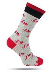 Tematyczne Skarpetki Bawełniane - Skutery na Popielatym Tle. Szare skarpety męskie His Story, bez wzorów, z bawełny. Za 34.99 zł.