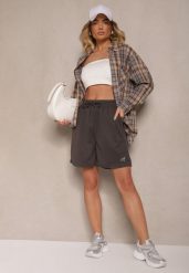 Szare Sportowe Szorty Typu Bermudy z Kieszeniami Terinia. Szare szorty sportowe damskie Renee, na lato, l, bez wzorów, eleganckie, trekkingowe. Za 34.99 zł.