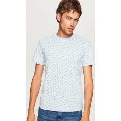 T-shirt z mikroprintem - Niebieski. Niebieskie t-shirty męskie Reserved. Za 49.99 zł.