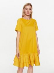 Weekend Max Mara Sukienka codzienna Vanna 2356210331 Żółty Regular Fit. Żółte sukienki damskie Weekend Max Mara, na co dzień, xs, bez wzorów, z bawełny, bez kołnierzyka, bez ramiączek, proste. Za 559.99 zł.