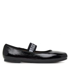 Baleriny LOVE MOSCHINO. Czarne baleriny damskie Love Moschino, bez wzorów, bez obcasa. Za 499.99 zł.