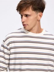 Bawełniany longsleeve w paski - złamana biel. Bluzki z długim rękawem męskie Reserved, l, bez wzorów, z bawełny, bez kołnierzyka. Za 89.99 zł.