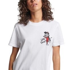 Koszulka turystyczna damska Superdry Vintage Crossing Lines. Białe koszulki sportowe damskie Superdry., s, bez wzorów, z bawełny, bez kołnierzyka, bez ramiączek. Za 102.00 zł.