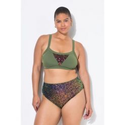 Damskie Figi od bikini wysoki stan cekiny. Zielone bikini damskie Ulla Popken, plus size, bez wzorów, plus size. Za 123.99 zł.