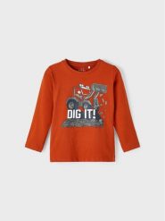 NAME IT Bluzka 13206638 Pomarańczowy Regular Fit. Brązowe t-shirty dla chłopców Name it, bez wzorów, z bawełny, bez ramiączek. Za 49.99 zł.
