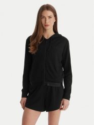 Guess Bluza O6GQ01 KCQP2 Czarny Regular Fit. Czarne bluzy damskie Guess, s, z aplikacjami, z wiskozy, bez kaptura. Za 299.99 zł.