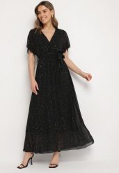 Czarna Brokatowa Sukienka Koktajlowa Ozdobiona Paskiem Ziliane. Czarne sukienki damskie Born2be, na imprezę, s, z aplikacjami, eleganckie, bez kołnierzyka, bez ramiączek, maxi. Za 119.99 zł.
