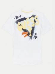 Guess T-Shirt L5GI00 K8HM4 Biały Regular Fit. Białe t-shirty dla chłopców Guess, z aplikacjami, z bawełny, bez ramiączek. Za 59.99 zł.