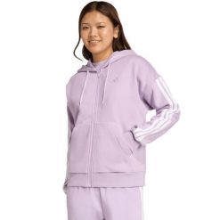 Bluza damska adidas Essentials Full-Zip Fleece Hoodie. Fioletowe bluzy damskie Adidas, xs, bez wzorów, z bawełny. Za 195.99 zł.