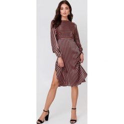 MANGO Sukienka midi w paski - Pink. Paski damskie marki Mango. Za 128.95 zł.