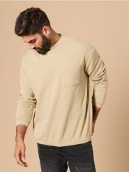 Bluza - beżowy. Brązowe bluzy męskie Sinsay, l, bez wzorów, bez kaptura. W wyprzedaży za 33.99 zł.