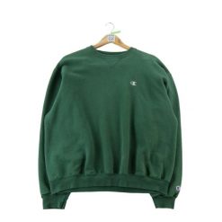 Champion bluza męska vintage z okrągłym dekoltem. Zielone bluzy męskie Champion, l, bez wzorów, z materiału, bez kaptura. Za 85.16 zł.
