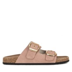 Klapki JENNY. Czarne klapki damskie Jenny, bez wzorów, bez obcasa. Za 89.99 zł.