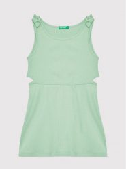 United Colors Of Benetton Sukienka letnia 3HCGCV005 Zielony Regular Fit. Zielone sukienki dla dziewczynek United Colors Of Benetton, na lato, bez wzorów, z bawełny, bez ramiączek. Za 79.99 zł.