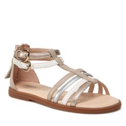 Sandały Geox. Brązowe sandały dziewczęce Geox, bez zapięcia. Za 379.99 zł.