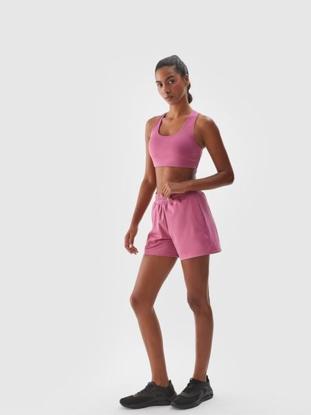 4F Spodenki treningowe szybkoschnące damskie - fioletowe M. Czerwone szorty sportowe damskie 4f, m, bez wzorów, z dzianiny, sportowe, z podwyższonym stanem, na fitness i siłownię. W wyprzedaży za 59.99 zł.