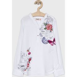 Desigual - Bluzka dziecięca 104-164 cm. Białe t-shirty i topy dla dziewczynek Desigual, bez wzorów, z tkaniny, bez ramiączek. W wyprzedaży za 119.90 zł.