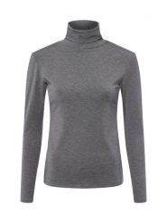 Brookshire Damska koszulka z długim rękawem z golfem Kobiety Sztuczne włókno szary jednolity, S. Szare t-shirty damskie brookshire, s, bez wzorów, z włókna, bez kołnierzyka. Za 149.95 zł.