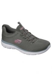 Buty sportowe damskie Skechers Summits summer Blush. Zielone obuwie sportowe damskie Skechers, bez wzorów, z materiału. Za 301.95 zł.