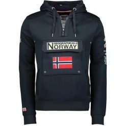 Bluza sportowa męska Geographical Norway WW2489HGNNAVY. Niebieskie bluzy męskie Geographical Norway, m, bez wzorów, z bawełny, z kapturem, trekkingowe. Za 199.50 zł.