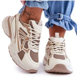 FG2 Damskie Buty Sportowe Sznurowane Beżowe Emare beżowy. Brązowe obuwie sportowe damskie bez wzorów, ze skóry. Za 205.59 zł.