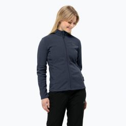 Bluza polarowa damska Jack Wolfskin Taunus Fz. Niebieskie bluzy sportowe damskie Jack Wolfskin, bez wzorów, z polaru, bez kaptura, trekkingowe. Za 229.99 zł.
