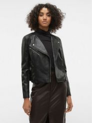 Vero Moda Kurtka z imitacji skóry Riley 10302441 Czarny Slim Fit. Czarne kurtki damskie Vero Moda, xs, bez wzorów, ze skóry, bez kaptura. Za 169.99 zł.