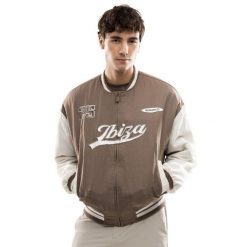 Męska bejsbolowa kurtka bomberka Lifestyle Siroko IBZ Hoop Brown. Brązowe kurtki męskie SIROKO, l, bez wzorów, prążkowane, bez kaptura. Za 465.00 zł.