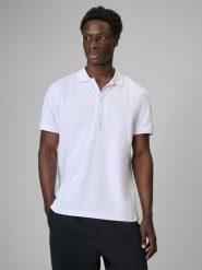 4F Koszulka polo regular męska - biała M. Białe koszulki polo męskie 4f, m, bez wzorów, z bawełny, biznesowe, bez ramiączek. Za 89.99 zł.