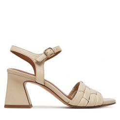 Sandały Tamaris. Brązowe sandały damskie Tamaris, bez wzorów, bez obcasa, na słupku, bez zapięcia. Za 279.99 zł.