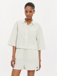 Calvin Klein Jeans Koszula J20J223426 Écru Relaxed Fit. Bluzki damskie Calvin Klein Jeans, xl, bez wzorów, z bawełny, bez kołnierzyka, bez ramiączek. Za 379.99 zł.