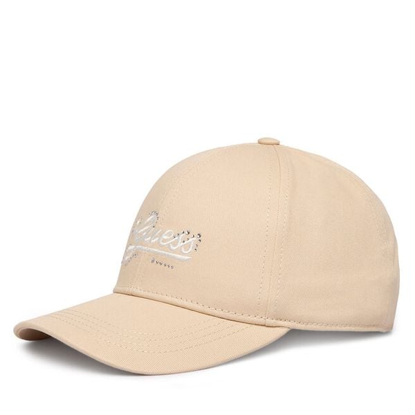 Czapka z daszkiem Guess. Brązowe czapki i kapelusze damskie Guess, z aplikacjami. Za 125.99 zł.