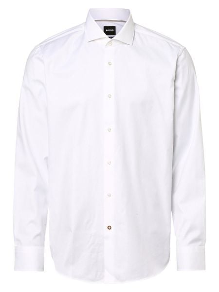 BOSS Koszula Mężczyźni Regular Fit Bawełna biały, 42. Białe koszule męskie Boss, m, bez wzorów, z bawełny, eleganckie, bez kołnierzyka, bez ramiączek. Za 479.95 zł.