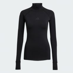Koszulka z długim rękawem adidas Techfit COLD.RDY. Czarne koszulki sportowe damskie Adidas, l, bez wzorów, z dżerseju, bez kołnierzyka, bez ramiączek, na fitness i siłownię, techfit (adidas). Za 275.90 zł.