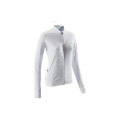 Kurtka damska do biegania RUN RAIN. Białe kurtki damskie KALENJI, bez wzorów, z elastanu, bez kaptura, do biegania, climacool (adidas). Za 59.99 zł.