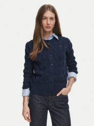 Tommy Hilfiger Kardigan Soft WW0WW52191 Granatowy Regular Fit. Niebieskie kardigany damskie Tommy Hilfiger, xl, bez wzorów, z wełny. Za 649.99 zł.
