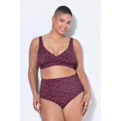 Damskie Figi od bikini wysoki stan figi kolorowy wzór w panterkę modelujące. Fioletowe bikini damskie Ulla Popken, plus size, bez wzorów, plus size. Za 99.99 zł.