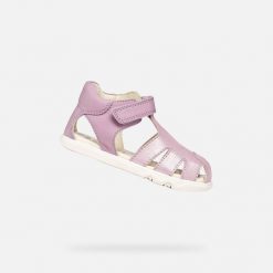 Sandały GEOX B SANDAL STEPPIEUP Fioletowy. Czerwone sandały damskie Geox, bez wzorów, ze skóry, bez obcasa, bez zapięcia. Za 173.99 zł.