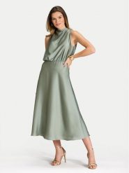 Swing Sukienka koktajlowa 5AI13700 Zielony Regular Fit. Zielone sukienki damskie Swing, bez wzorów, z syntetyku, wizytowe, bez kołnierzyka, bez ramiączek. Za 669.99 zł.