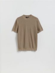 Strukturalny sweter - brązowy. Brązowe swetry przez głowę męskie Reserved, l, bez wzorów, z bawełny, bez kołnierzyka. Za 99.99 zł.