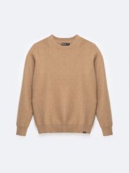 Sweter męski o teksturalnym splocie bawełniany brązowy Reylon 802. Brązowe swetry przez głowę męskie Big Star, l, bez wzorów, z bawełny, bez kołnierzyka. Za 199.99 zł.
