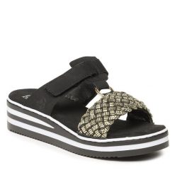 Klapki Rieker. Brązowe klapki damskie Rieker, bez wzorów, bez obcasa. Za 289.99 zł.