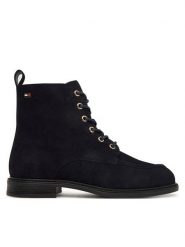 Tommy Hilfiger Trzewiki Enamel Flag Suede Lace-Up Boot FW0FW09681 Granatowy. Niebieskie botki damskie Tommy Hilfiger, ze skóry, bez obcasa, na płaskiej podeszwie, bez zapięcia. Za 649.99 zł.