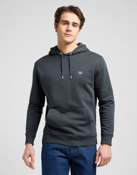 MESKA BLUZA LEE PLAIN HOODIE WASHED BLACK 112371838. Czarne bluzy męskie Lee, s, bez wzorów, z kapturem. Za 199.99 zł.