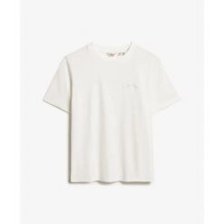 Damska koszulka z haftem Superdry Essential Logo. Białe t-shirty damskie Superdry., bez wzorów, bez kołnierzyka. Za 96.10 zł.