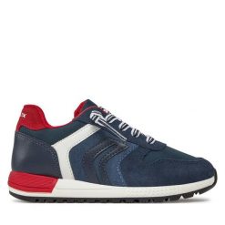 Sneakersy Geox. Niebieskie półbuty chłopięce Geox, bez wzorów, bez zapięcia. Za 189.99 zł.