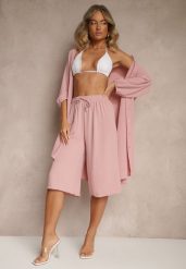 Różowe Spodnie Kuloty z Bawełną High Waist Azetia. Czerwone spodnie sportowe damskie Renee, l, bez wzorów, z bawełny. Za 39.99 zł.