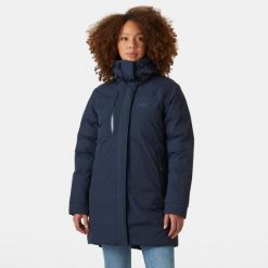 Parka dla kobiet Helly Hansen Adore. Niebieskie parki damskie Helly Hansen, na zimę, bez wzorów, z puchu, bez kaptura. W wyprzedaży za 1,545.50 zł.
