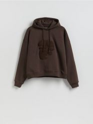 Bawełniana bluza z kapturem - brązowy. Brązowe bluzy męskie Reserved, l, bez wzorów, z bawełny, z kapturem. Za 159.99 zł.